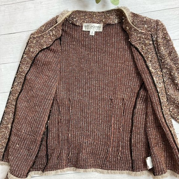 St John Collection Santana Knit Copper Multi Fantasy Tweed Jacket - Picture 15 of 16